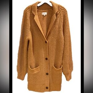 Lou & Grey Chunky Button Down Long Cardigan Sweater Salmon Size Small